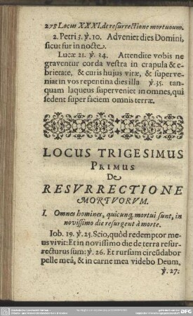 Locus Trigesimus Primus De Resurrectione Mortuorum