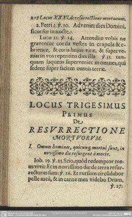 Locus Trigesimus Primus De Resurrectione Mortuorum