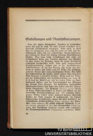 Einfassungen und Randpflanzungen.