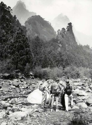 Wandergruppe im Nationalpark Caldera de Taburiente, La Palma