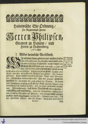 Hanawische Ehe-Ordnung