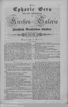 Parochie Gera (Fortsetzung), Osterstein, Gera-Untermhause : 13. Lieferung