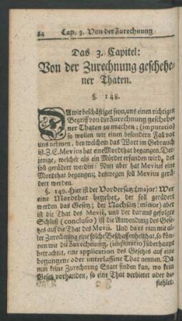 Das 3. Capitel: Von der Zurechnung geschehener Thaten