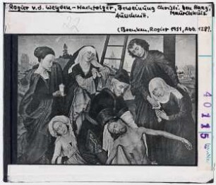 Rogier van der Weyden (Nachfolge): Beweinung Christi, Ausschnitt. Den Haag, Mauritshuis