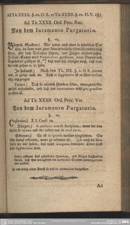 Ad. Tit. XXXII. Ord. Proc. Vet. Von dem Iuramento Purgatorio