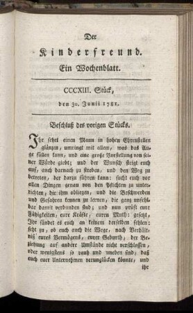 CCCXIII. Stück, den 30. Junii, 1781