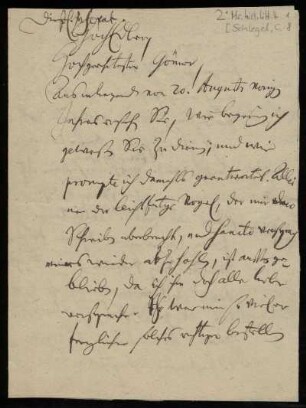 Brief von Christian Schlegel an Johann Christoph Kalckhoff