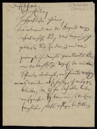 Brief von Christian Schlegel an Johann Christoph Kalckhoff