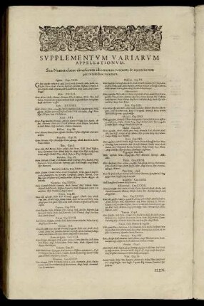 Supplementum variarum Appellationum.