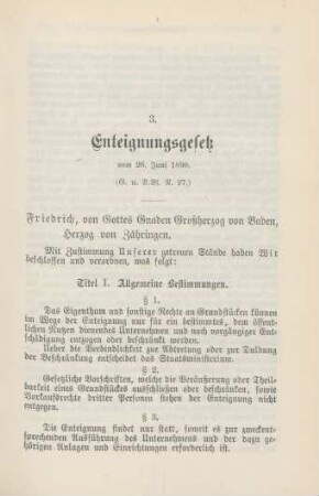 3. Enteignungsgesetz vom 26. Juni 1899