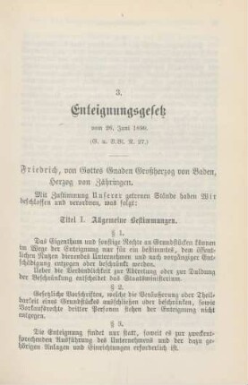 3. Enteignungsgesetz vom 26. Juni 1899