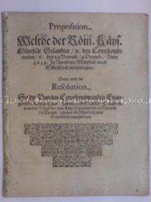 Vorschläge des Kaisers an die protestantischen Stände in Nürnberg 1619