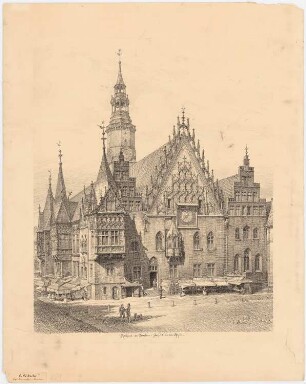 Rathaus, Breslau Umbau: Perspektivische Ansicht von Südosten
