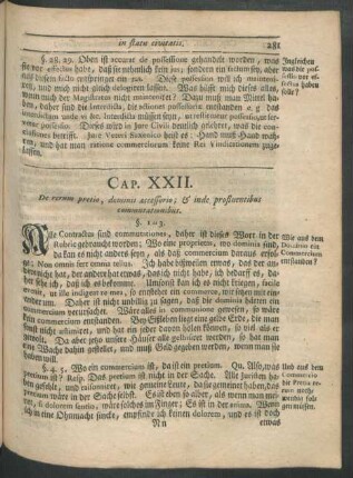 Cap. XXII. De reum pretio, dominii accessorio ; ...