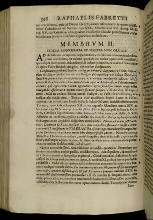 Membrum II. Vetera Monumenta Et Scripta Non Obstare