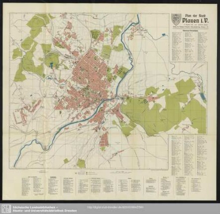Karte : Plan der stadt Plauen im Vogtland