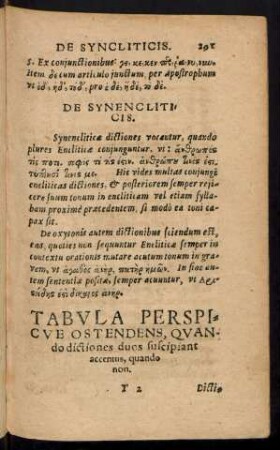 Tabula Perspicue Ostendens, Quando dictiones duos suscipiant accentus, quando non.