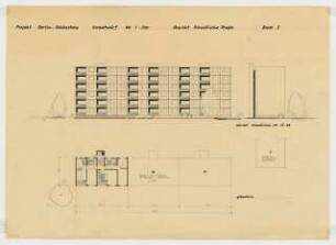 Wohnhäuser Hohenstaufenstraße / Schwäbische Straße 27-29 / Starnberger Straße 7 / Lindauer Straße 1-2, Berlin-Schöneberg: Grundriss und Ansichten 1:200 Schwäbische Straße