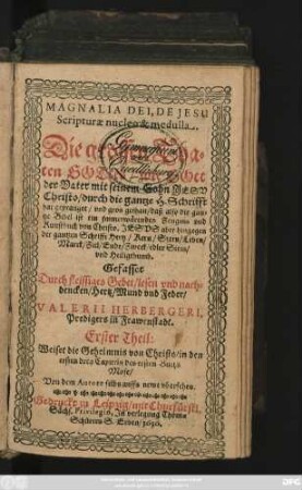 1: Weiset die Geheimnis von Christo/ in den ersten drey Capiteln des ersten Buchs Mose