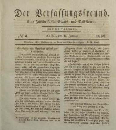 № 3. Cassel, den 11. Januar 1832.