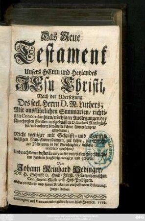 Das Neue Testament Unsers Herrn und Heylandes Jesu Christi