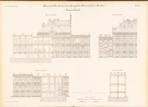 Universität Breslau Klinische Neubauten. Frauenklinik: 2 Schnitte mit Außenansichten, Rückansicht, Schnitt 1:100