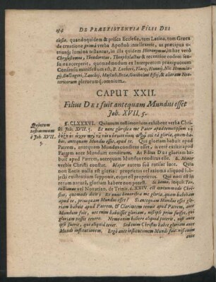 Caput XXII. Filius Dei fuit antequam Mundus esset Joh. XVII.5