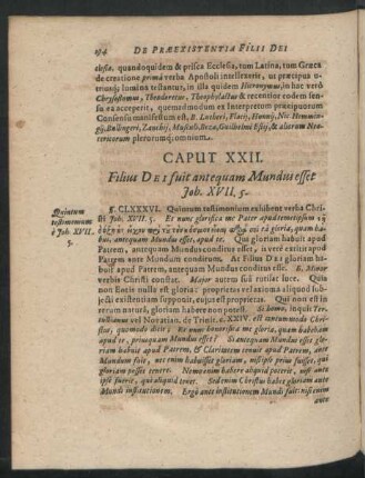 Caput XXII. Filius Dei fuit antequam Mundus esset Joh. XVII.5