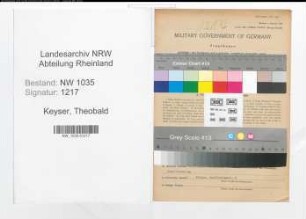 Entnazifizierung Theobald Keyser , geb. 12.07.1901 (Geschaeftsfuehrer)