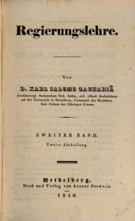 Vierzig Bücher vom Staate. 4,2, Regierungslehre ; Bd 2 ; Abth. 2