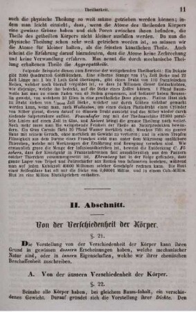 II. Abschnitt. Von der Verschiedenheit der Körper.
