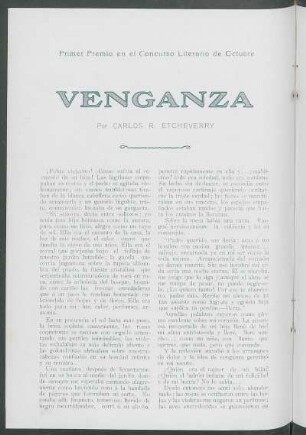 Venganza : Primer Premio en el Concurso Literario de Octubre