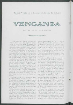 Venganza : Primer Premio en el Concurso Literario de Octubre
