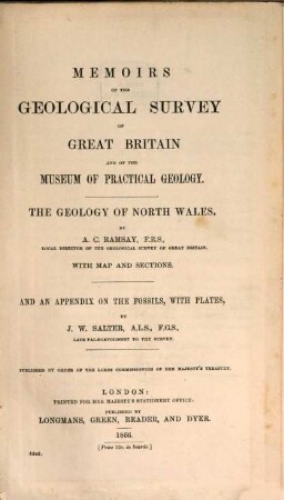 Memoirs of the Geological Survey of Great Britain, and of the Museum of Practical Geology in London, 3. 1866