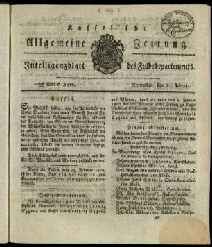 22tes Stueck, Mitwochen, den 21. Februar 1810