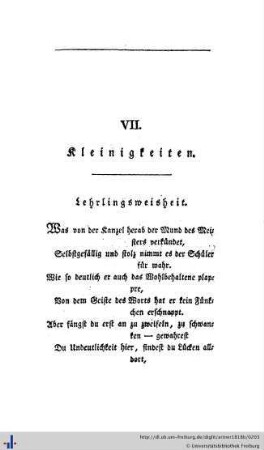 VII. Kleinigkeiten