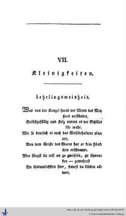 VII. Kleinigkeiten