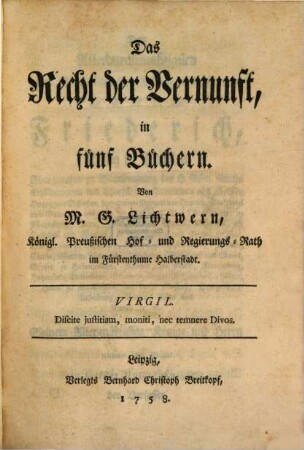 Das Recht der Vernunft : in fünf Büchern