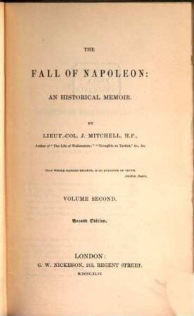 The fall of Napoleon : an historical memoir, 2