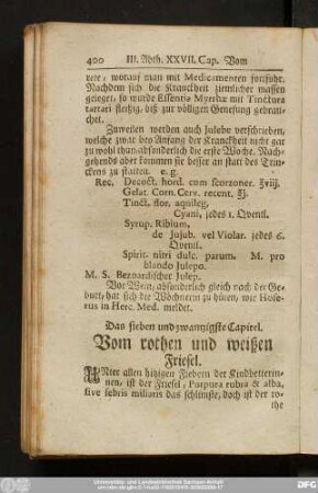 Das sieben und zwantzigste Capitel. Vom rothen und weißen Friesel.