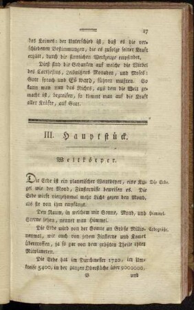 III. Hauptstück. Weltkörper.