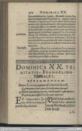 Dominica XX. Trinitatis, Evangelium Matth. 22, v. 1.