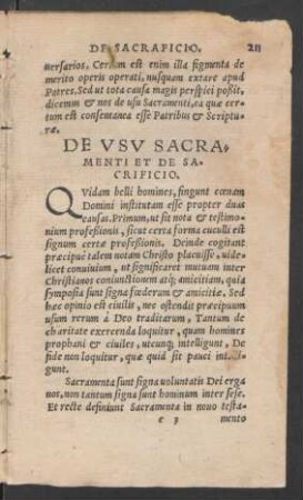 De Usu Sacramenti Et De Sacrificio.