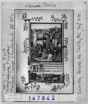 nach Jan van Eyck: Kreuztragung, Turiner (Mailänder-) Stundenbuch, fol. 31v.