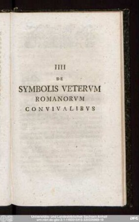 IIII De Symbolis Veterum Romanorum Convivalibus