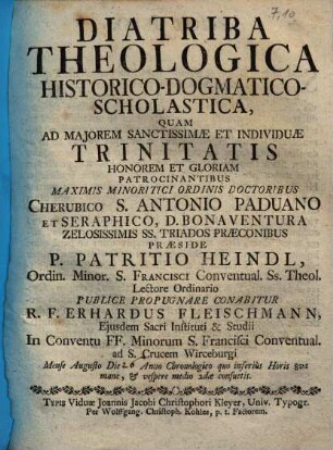 Diatriba Theologica Historico-Dogmatico-Scholastica