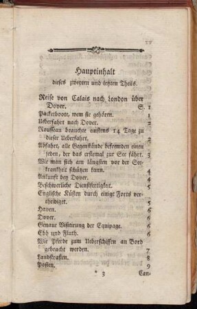 Hauptinhalt dieses zweyten und letzten Theils.