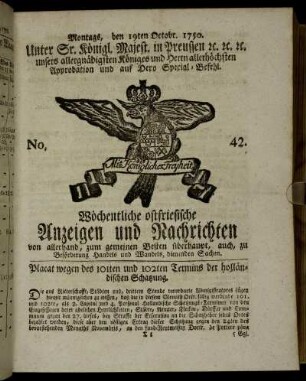 No. 42. Montags, den 19ten Octobr. 1750.