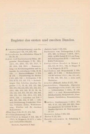 Register des ersten und zweiten Bandes