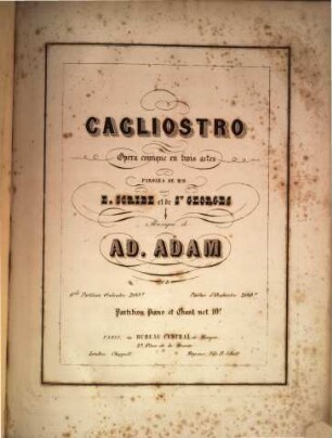 Cagliostro : opéra comique en trois actes